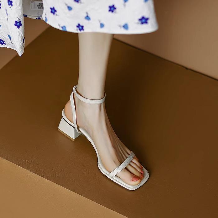 fashion 2024 Summer New Narrow Band Women Sandal Shoes Fashion Thick Heel Ladies Elegant Open Toe Sandalias Ankle Strap Dress Pumps