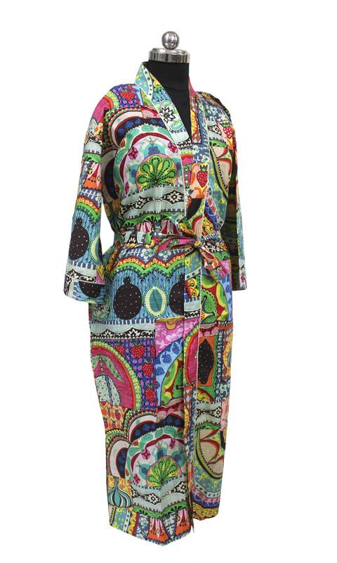 Cotton Kimono Robe, Women's Night Gown Dress, Ladies Bath Robes