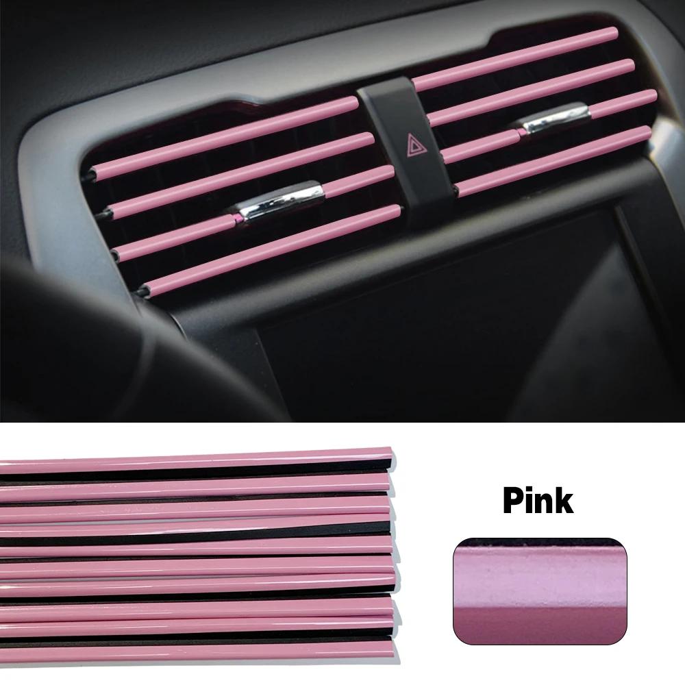 10Pcs Car U Shaped Air Outlet Decorative Strip Universal Chrome-Plated PVC Trim Strip Decor for Auto Interior Styling Accessorie