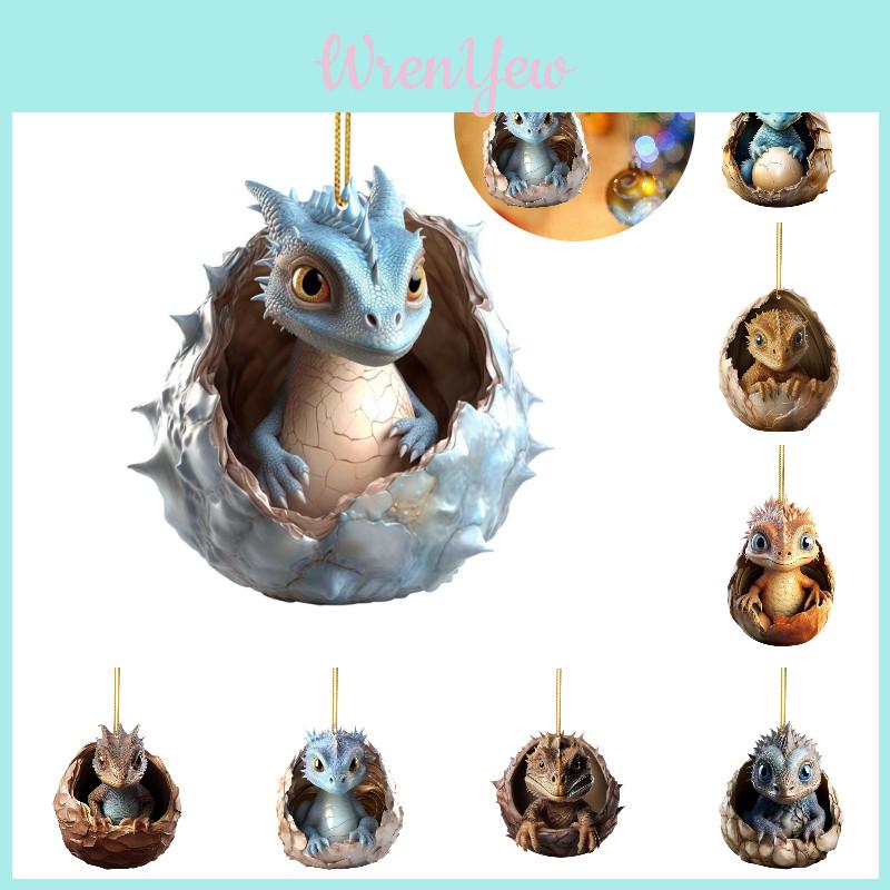Christmas Tree Decorative Hanging Ornament Cute Cartoon Dragon Egg Acrylic/glass Material For Cars