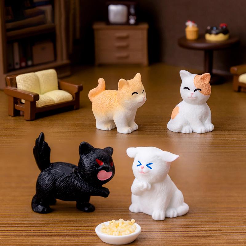 1 Stück Harz Katze Ornament Kätzchen Figur Tier Miniatur Feengarten Puppenhaus Dekoration DIY Mikrolandschaft Heimdeko