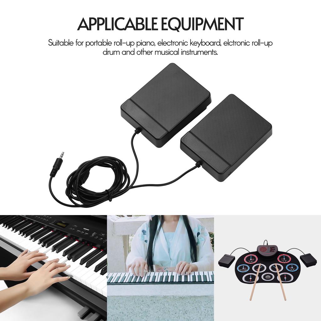 3.5mm Interface Compact Sustain Pedal Universal Dual Pedal for Musical Instruments Portable Folding Piano Electronic