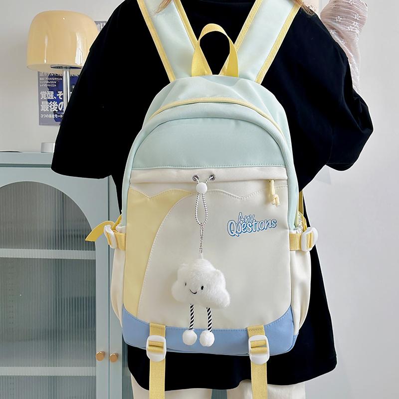 Sac d'école étudiant couleur contrastée Filles Sac à dos de campus Sac à dos pour ordinateur