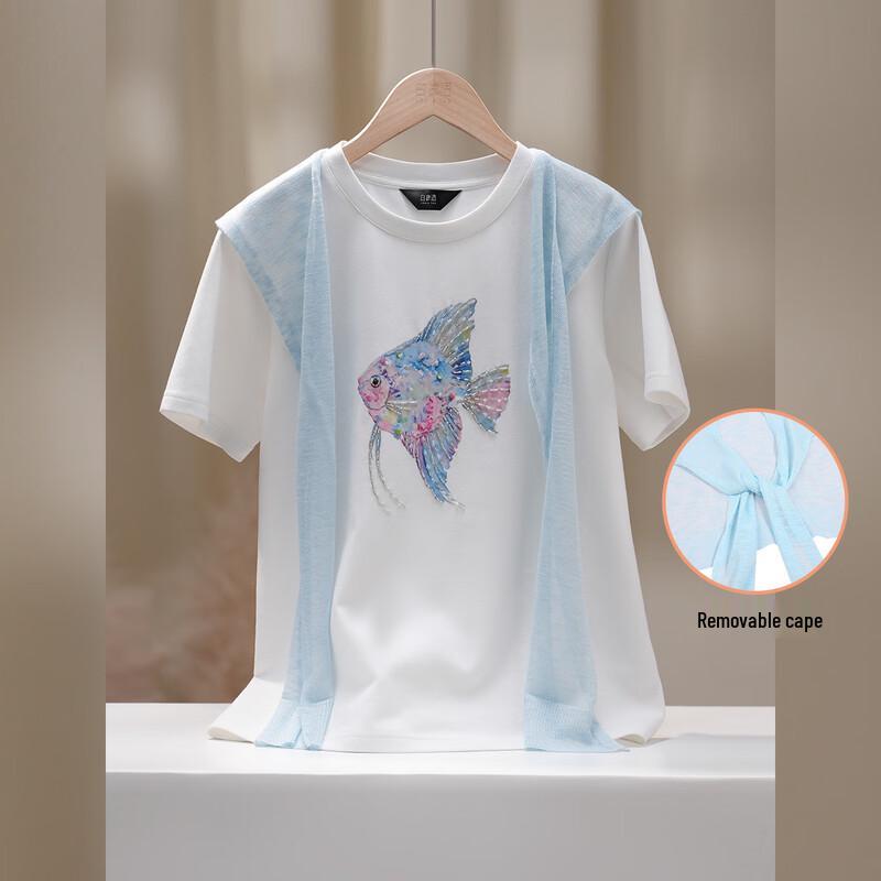 Bailuyu Women s Detachable Cape Beaded T-shirt XL