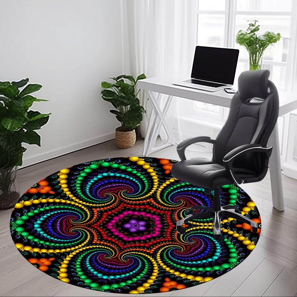 1pc Psychedelic Pattern Chair Carpet for Office Non-Slip, Machine Washable Rug for Office - Holiday DecorMachine Made Yy251029021