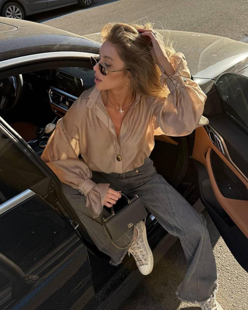 2025 European & American Women's Loose Lantern Sleeve Long Shirt