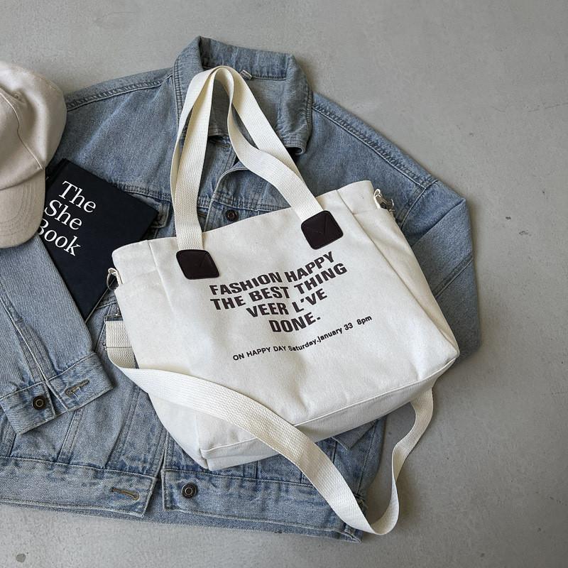 Large Capacity 2024 New Casual Tote Bag Stylish Canvas Shoulder Bag For Students