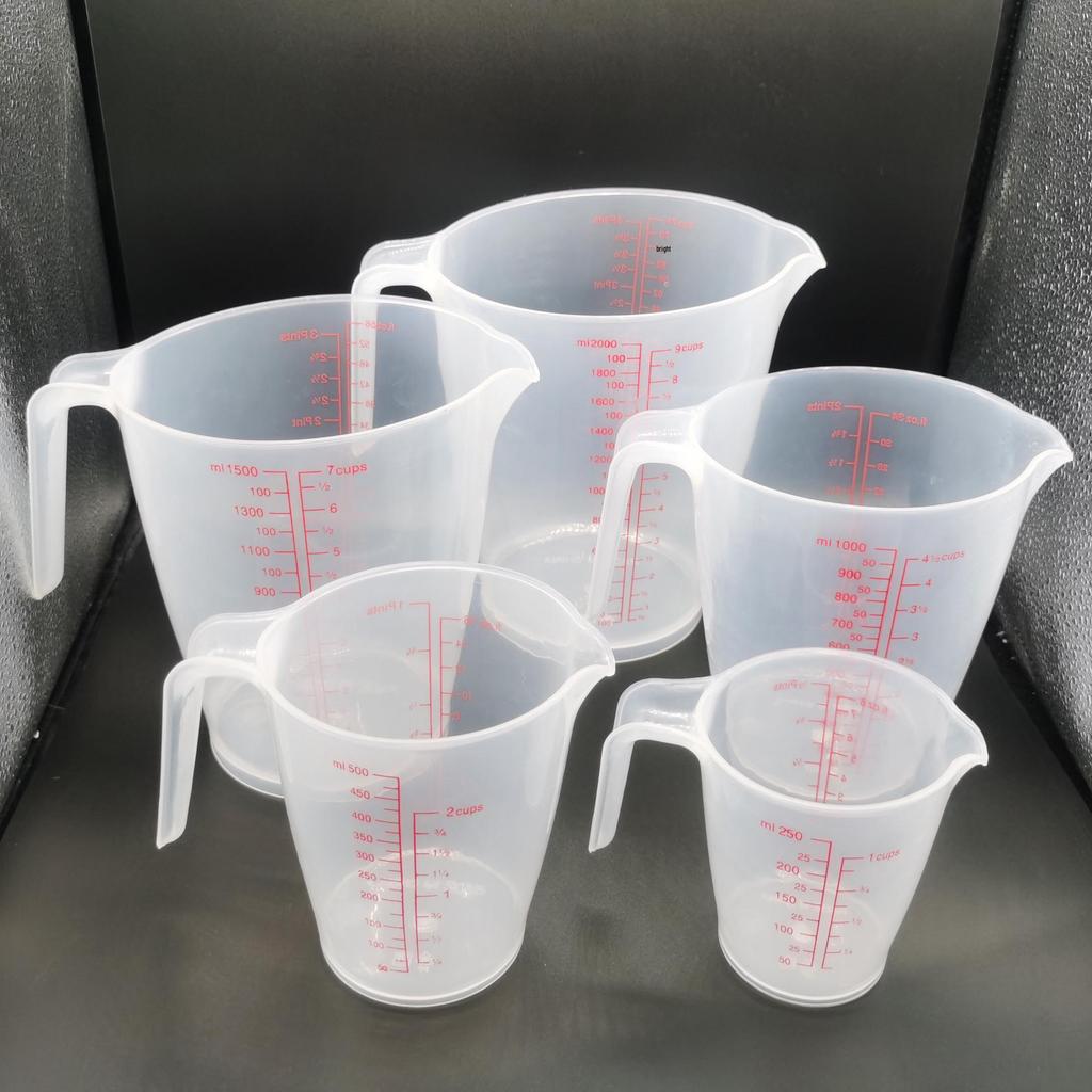 250ml/500ml/1000ml Graduated Plastic Measuring Cup | 1L/1.5L/2L Lab & Baking Measuring Cups