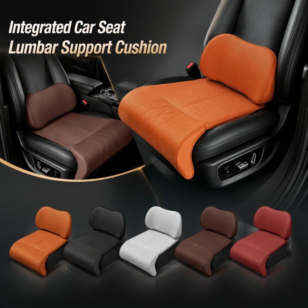 Memory Foam Integrated Lumbar Leg Support Mat Leather Extended Seat Cushion Vehicle Universal