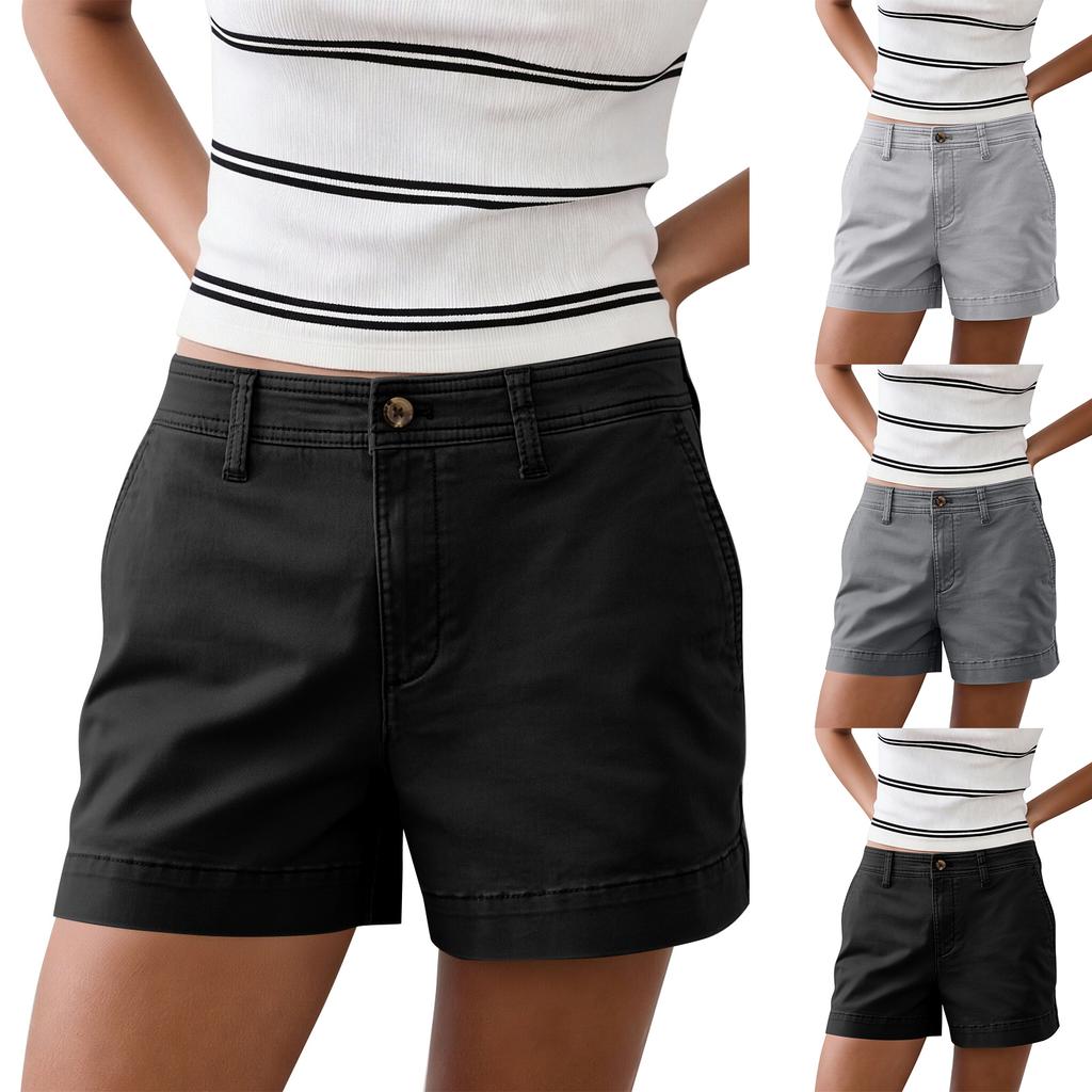 Women's Casual, Loose, -color, Pocketless Shorts