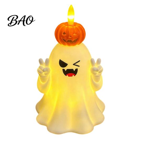 Battery Operated Nursery Light Cute Halloween Ghost/Pumpkin LED Night for Desktop Decoration, Safe Flameless Candle with Warm Glow Home Party