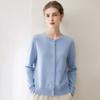 100% Pure Cashmere Round Neck Cardigan - Lightweight, Breathable, Soft, Solid Color Sweater