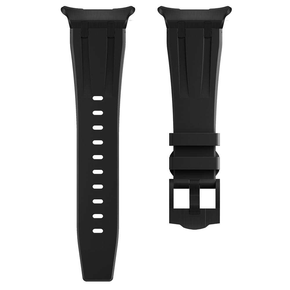 For Samsung Galaxy Watch Ultra 47mm Silicone Watch Band Adjustable Strap with Black Buckle
