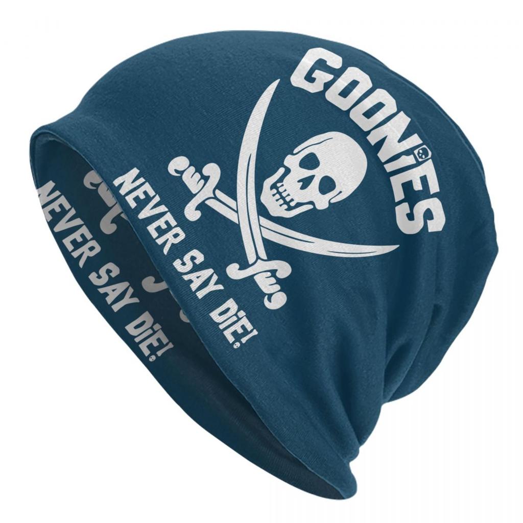 Goonies Never Say Die Skullies Beanies Caps For Unisex Women Unisex Street Winter Warm Knitting Hat Adult Pirate Skull Bonnet Hats