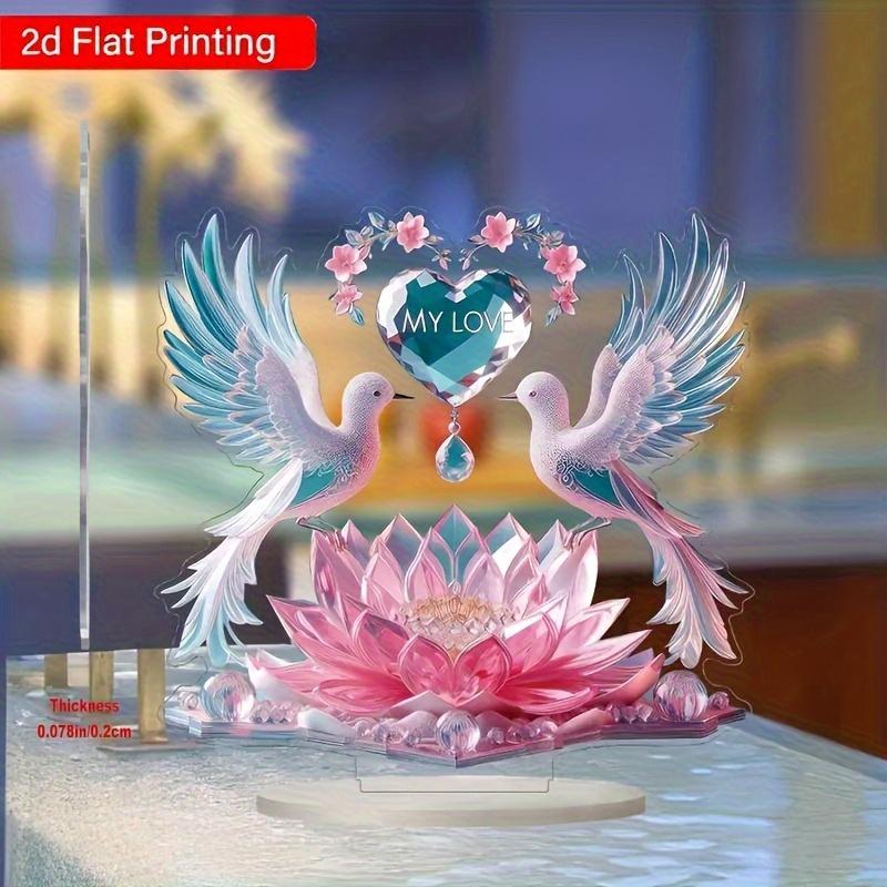 

Lovebird & for Lotus Tabletop Decor - Romantic Heart-Shaped Design, Perfect Gift for Valentine S Day, Anniversaries, Holiday, Nurseries, Home Desk Li 20*20cm