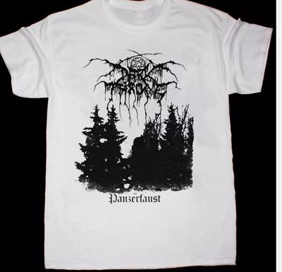 Vzácné bavlněné tričko s krátkým rukávem a základním bílým designem kapely Darkthrone, všechny velikosti