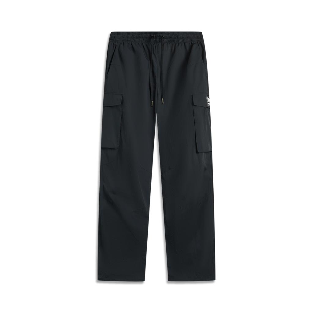 Li Ning Badfive Lässige Einfache Lockere Einfarbige Gerade Bein Stricksporthose Herrenhosen Schwarz AYKV311-2