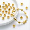 10pcs 4 5 6mm 14K 18K Gold Plated Brass Round Bead Big Hole Spacer Beads For Jewelry Making DIY Bracelet Necklace Accessories