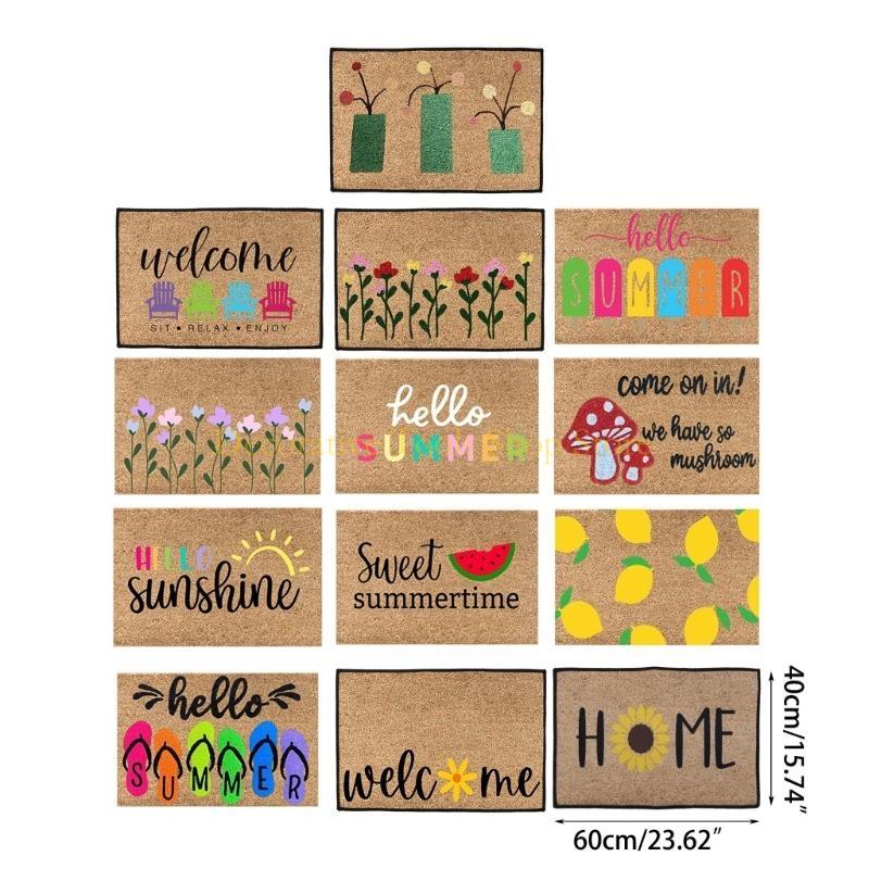 QX2E Front Door Mat Summer Holiday Welcome Mat Anti-slip Doormat Indoor Outdoor Rugs