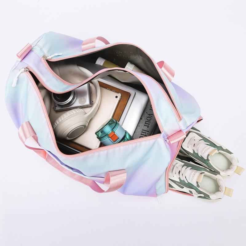 Large capacity gradient color travel bag - premium quality shoulder bag for gym, maternity, wet/dry separation, swimming, and vacation