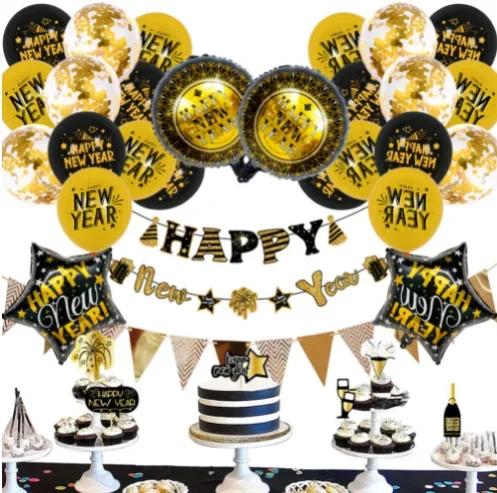 2025 Happy New Year Decorations Wine Bottle Foil Balloons Merry Christmas Decorations Party Confetti Air Ballons New Year EVE