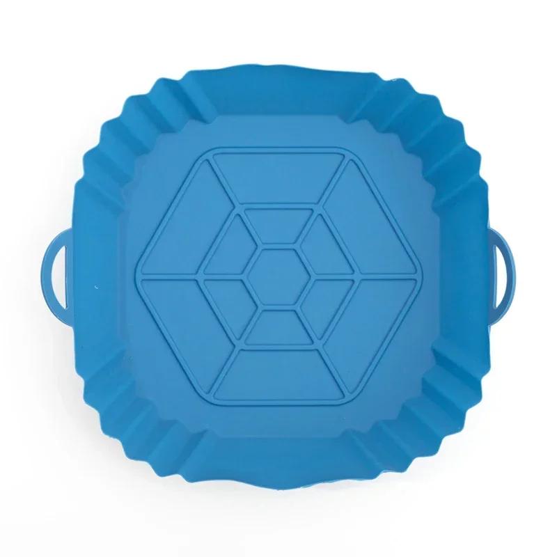 1 stück Silikon Luftfritteuse Korb Ofenform Backblech Pizza Gebratenes Huhn Korb Rund Quadratisch Wiederverwendbare Pan Liner Zubehör