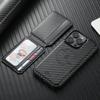 2in1 Carbon-Textur Kartenhalter Handyhülle für iPhone 17 16 15 14 Plus 13 12 Pro Max 17Pro Magnetische Geldbörse Abnehmbare Hülle