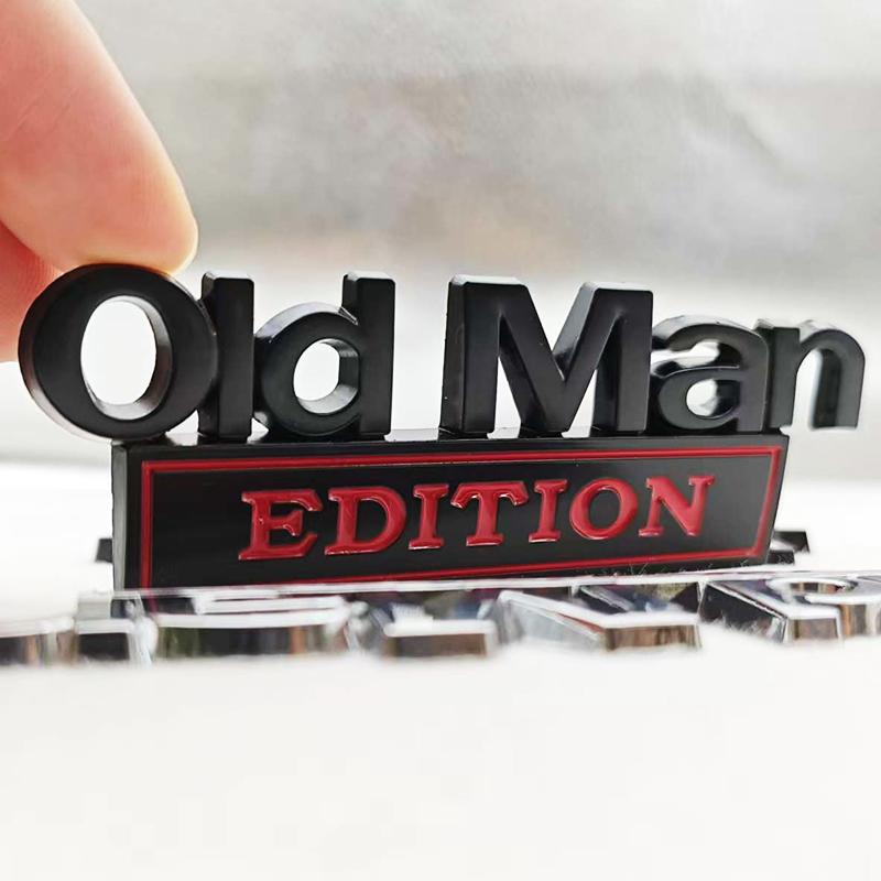 Old Man Edition 3D Emblem Sticker Badge Fender Funny Decals Car Truck Replacement Door Decoration for Universal Car SUV