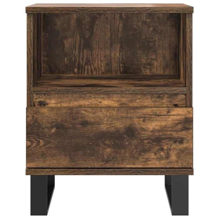 Table de chevet - Maison Exclusive - Chêne fumé - Bois d'ingénierie résistant à l'humidité - Tiroir et pieds métal