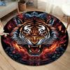 Fierce Tiger Round Area Rug,Carpet Rug for Living Room Bedroom Sofa Playroom Decor,Non-slip Floor Mat