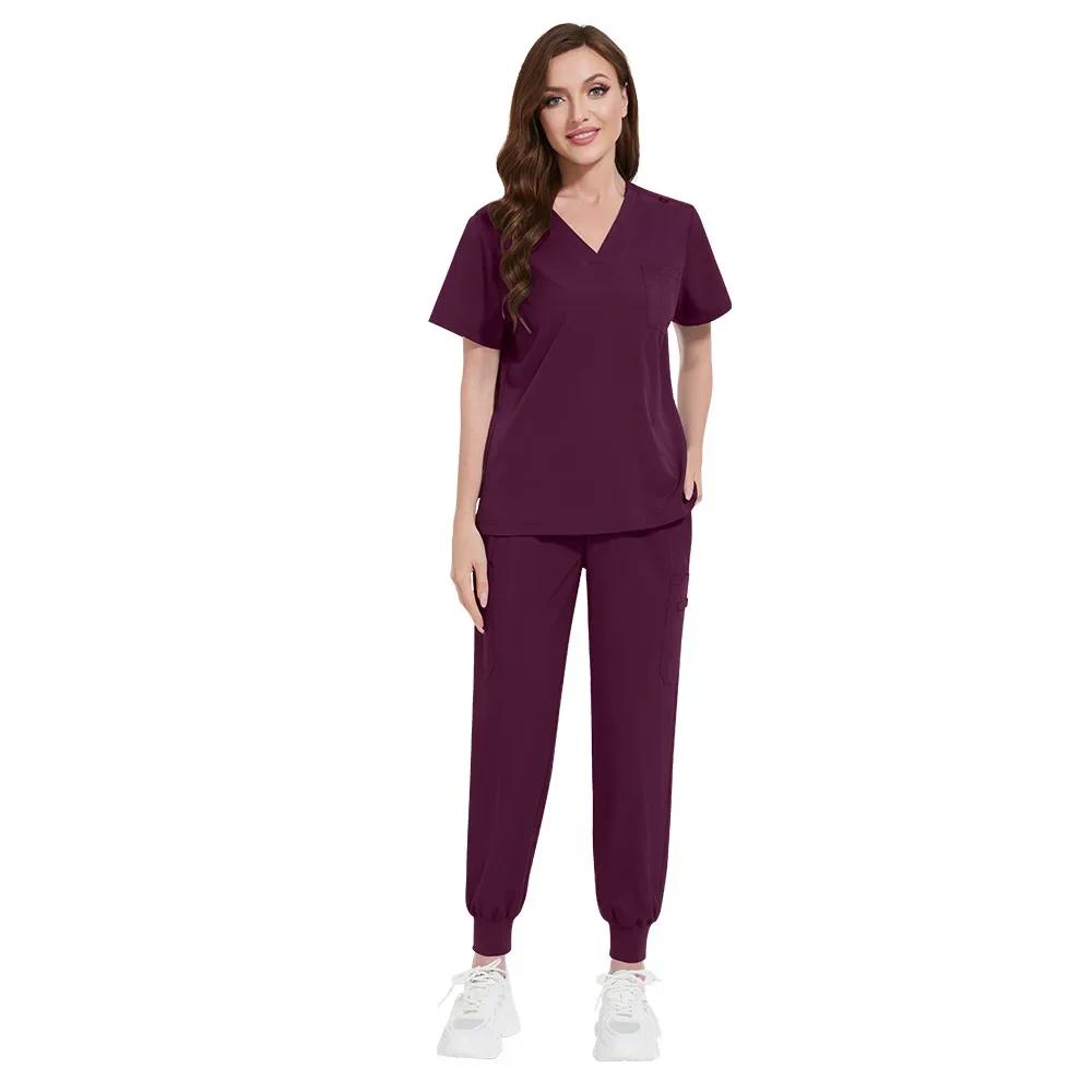Quick-Dry Stretch Fabric Medical Uniform Women Scrub Nursing Set Doctor Nurse Outfit Pediatric Surgery Uniform Nurse Accessories