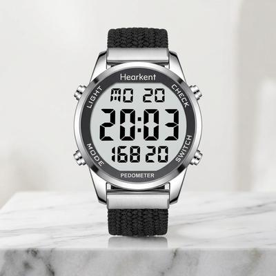 Hearkent Waterproof Pedometer Watch with EL Alarm Digital LCD Classic Retro Perfect for Men Built-in Time, Steps, Distance, Backlight, Function,
