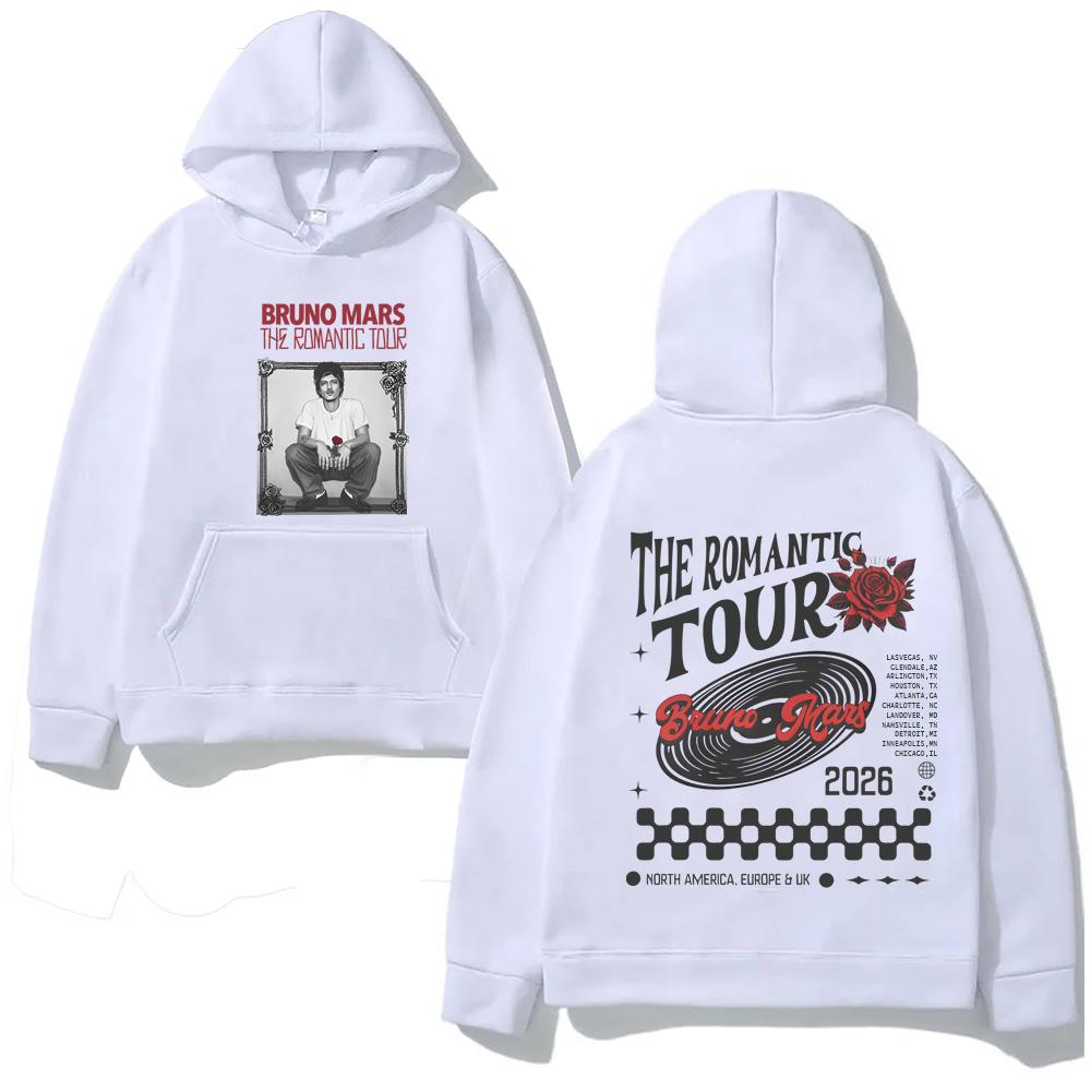 

Bruno Mars The Romantic 2026 Tour Hooded Harajuku Hoody for Autumn/Winter Casual Fleece Sweatshirt Comfortable Hoody XL білий