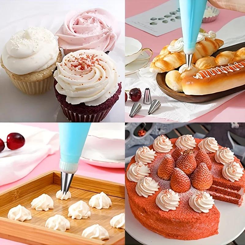 Cake Decorating Tools Set with Piping Nozzles Icing Tips Fondant Nails Pastry Bags for Baking Cupcakes Cookies - DIY Dessert Kit