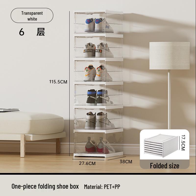 Transparent Foldable Shoe Storage Box - Space-Saving Organizer & Sneaker Rack, No Installation Required