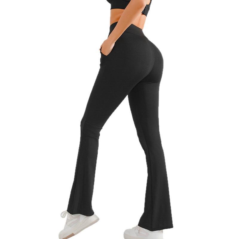 Pantalon de yoga amincissant taille haute micro-évasé pour femme – Style européen et américain élastique