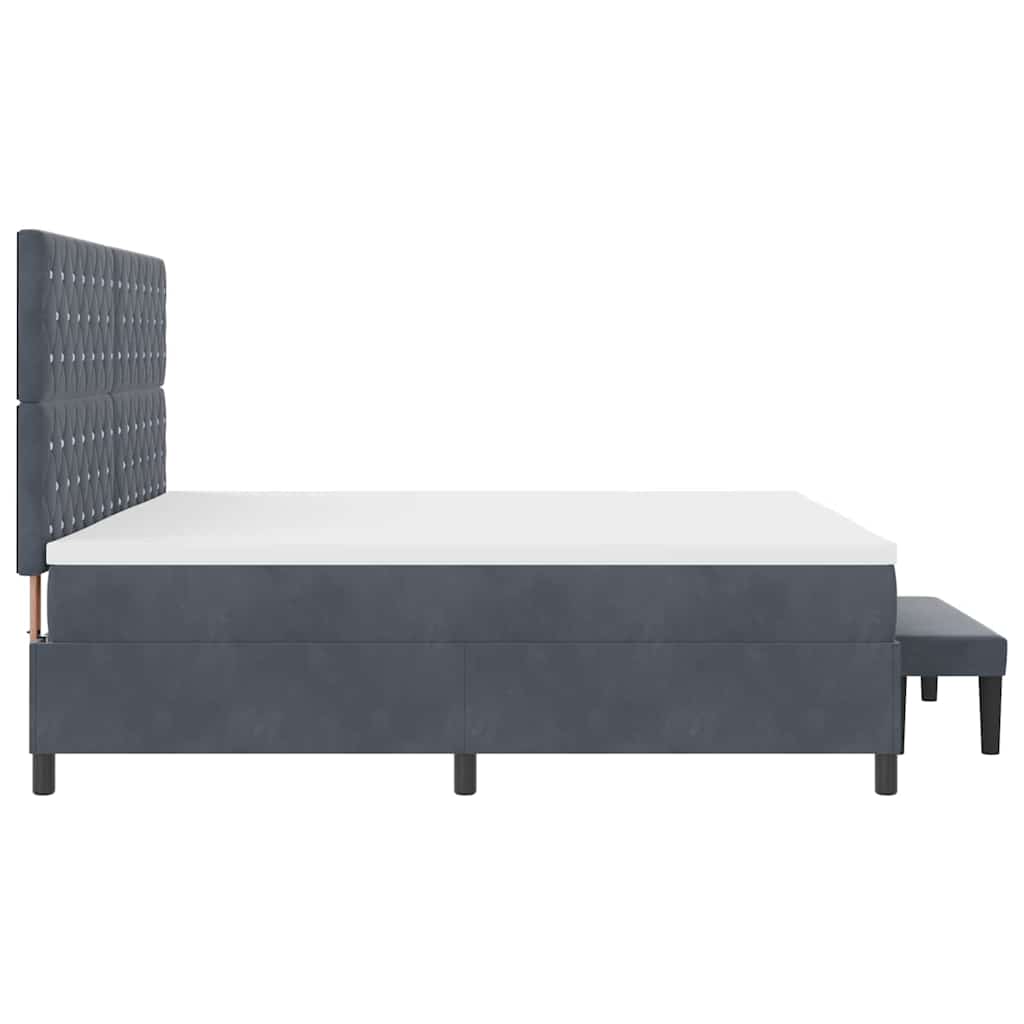 Box Spring Bed with Mattress Dark Grey 200 X 200 Cm Velvet