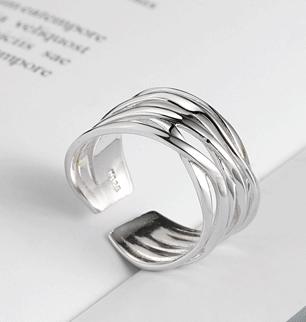 

925 Sterling Silver Open Ring Simple Finger Rings For Women Wide Face Drawing Ladies Ring Fashion Jewelry Wholesale resizable белый
