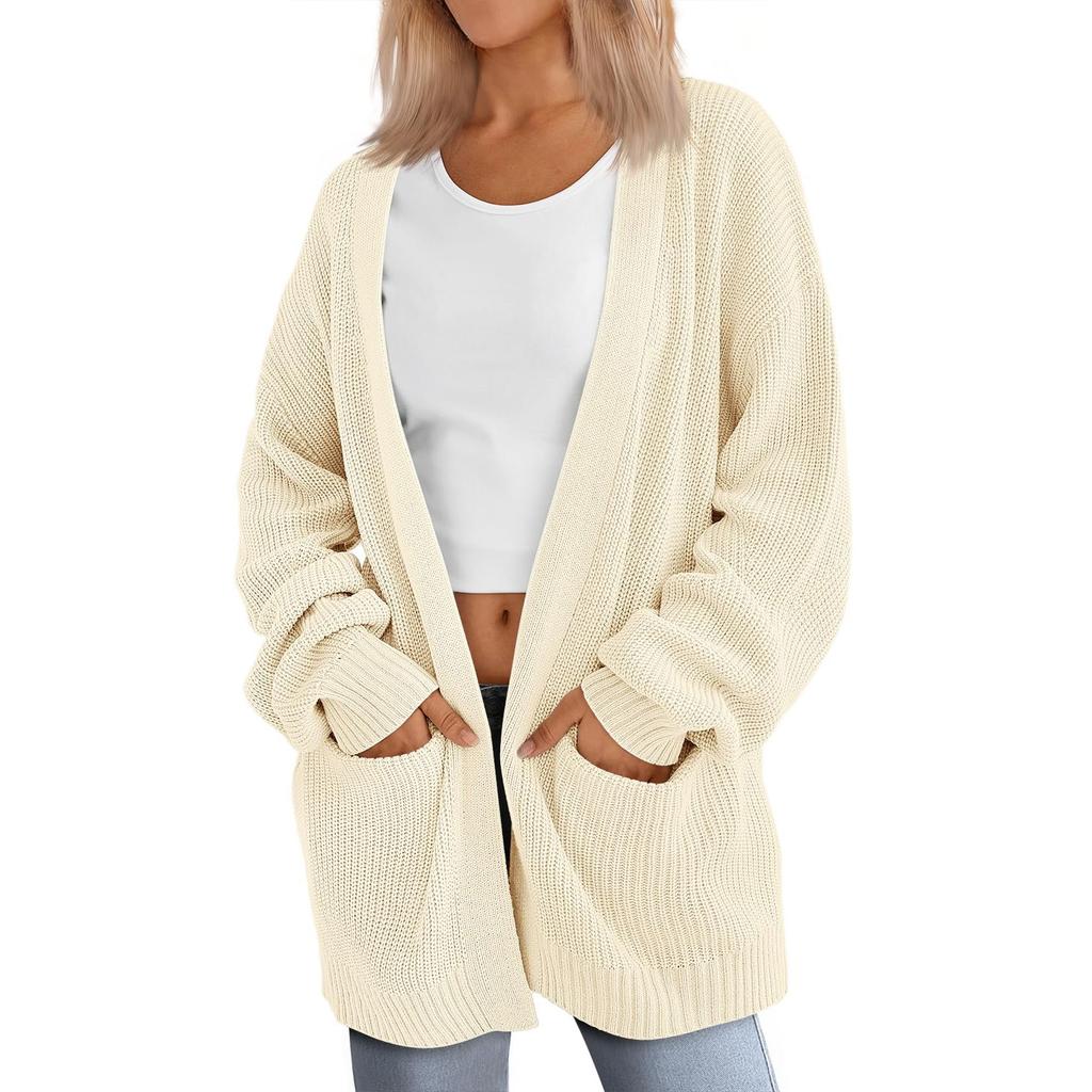 Women's Cardigan Knit Sweater Open Front Cardigan Casual Long Sleeve Lightweight Cardigans With Pockets
