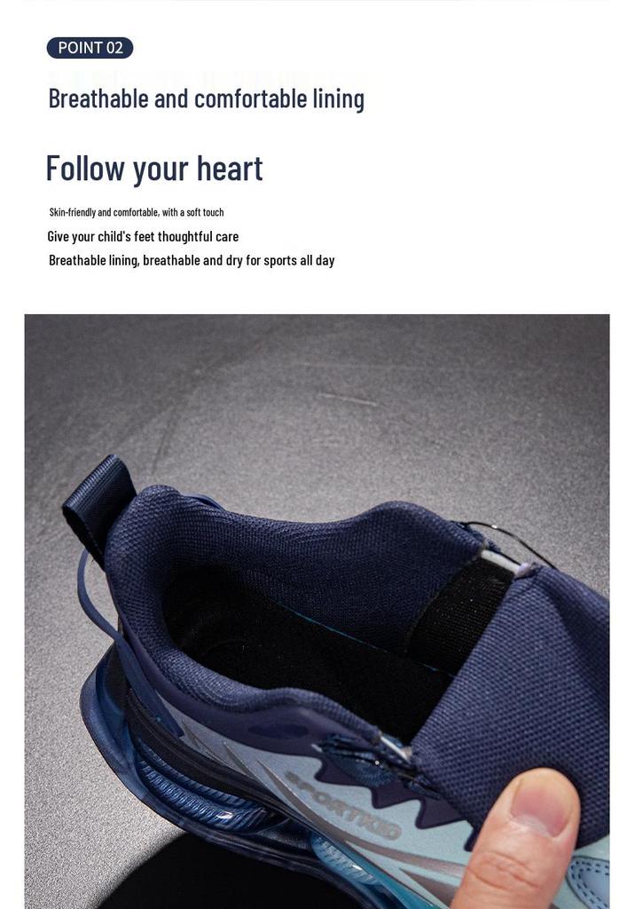 2026 Spring Boys' Non-slip Leather Running Shoes with Rotary Buckle for Kids