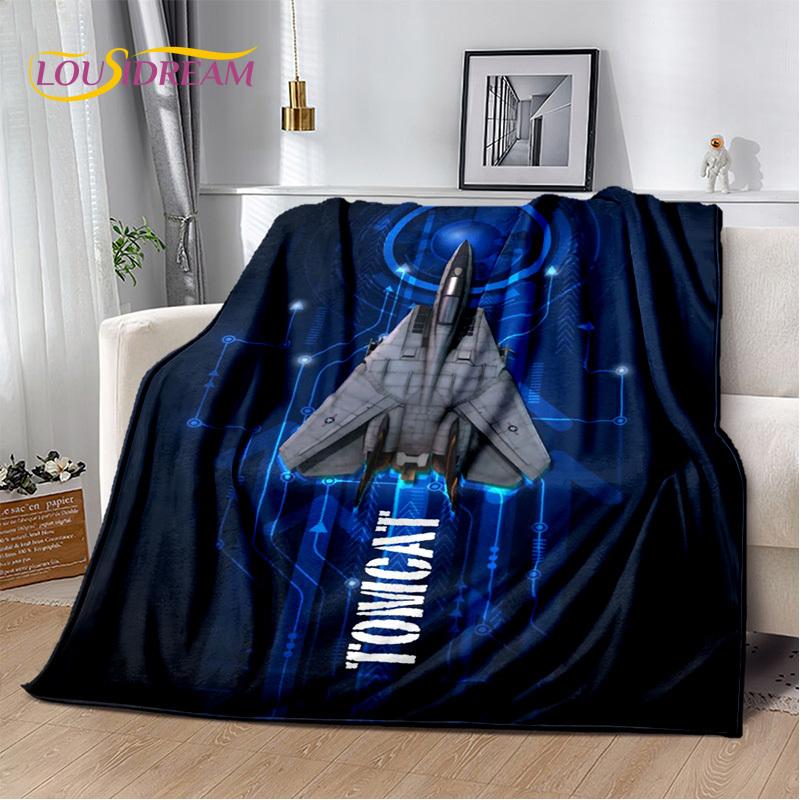 3D Space Spitfire Aircraft  Air Force Jet Fighter Cartoon Blanket,Soft Throw Blanket for Home Bedroom Bed Sofa Cover Child Gift