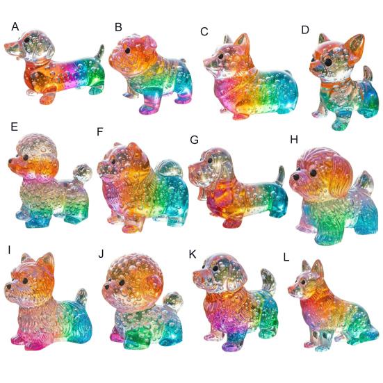 Colorful Glass Dog Ornaments Rainbow Gradient Puppy Figurines Decorative Dog Sculpture Gift for Holidays Birthdays