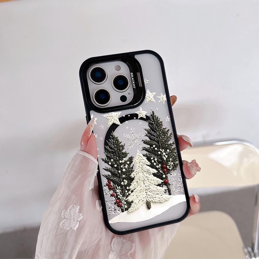 Weihnachtsbaum Acryl harte Schale Für iPhone 17pro 15 Pro Max 11 12 13pro Zeder Multifunktionaler Linsen-Telefonhalter Handyhülle
