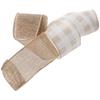 4 Rolls Burlap Wired Ribbons 2.5 inch Polyester Ribbons Farmhouse Ribbon  Thanksgiving