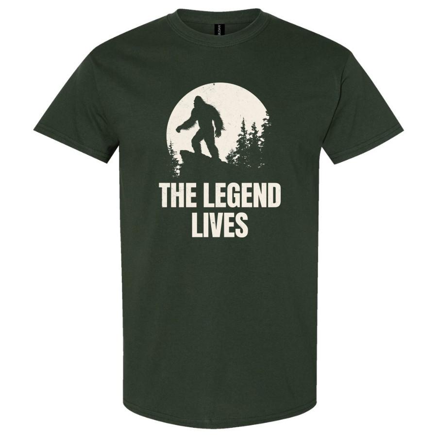 The Legend Lives Bigfoot T Shirt Vintage Sasquatch Moon Forest Graphic Tee S