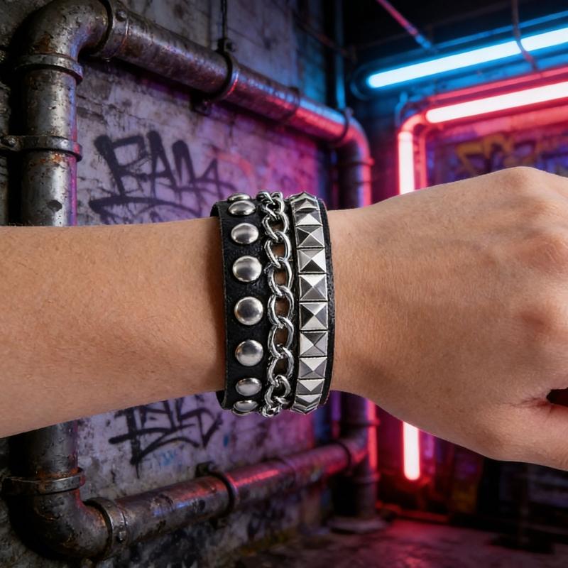 Braccialetto in Pelle Multistrato Fatto a Mano Braccialetto da Polso alla Moda Gioielli Eleganti da Festa Braccialetti alla Moda da Donna per Feste Quotidiane