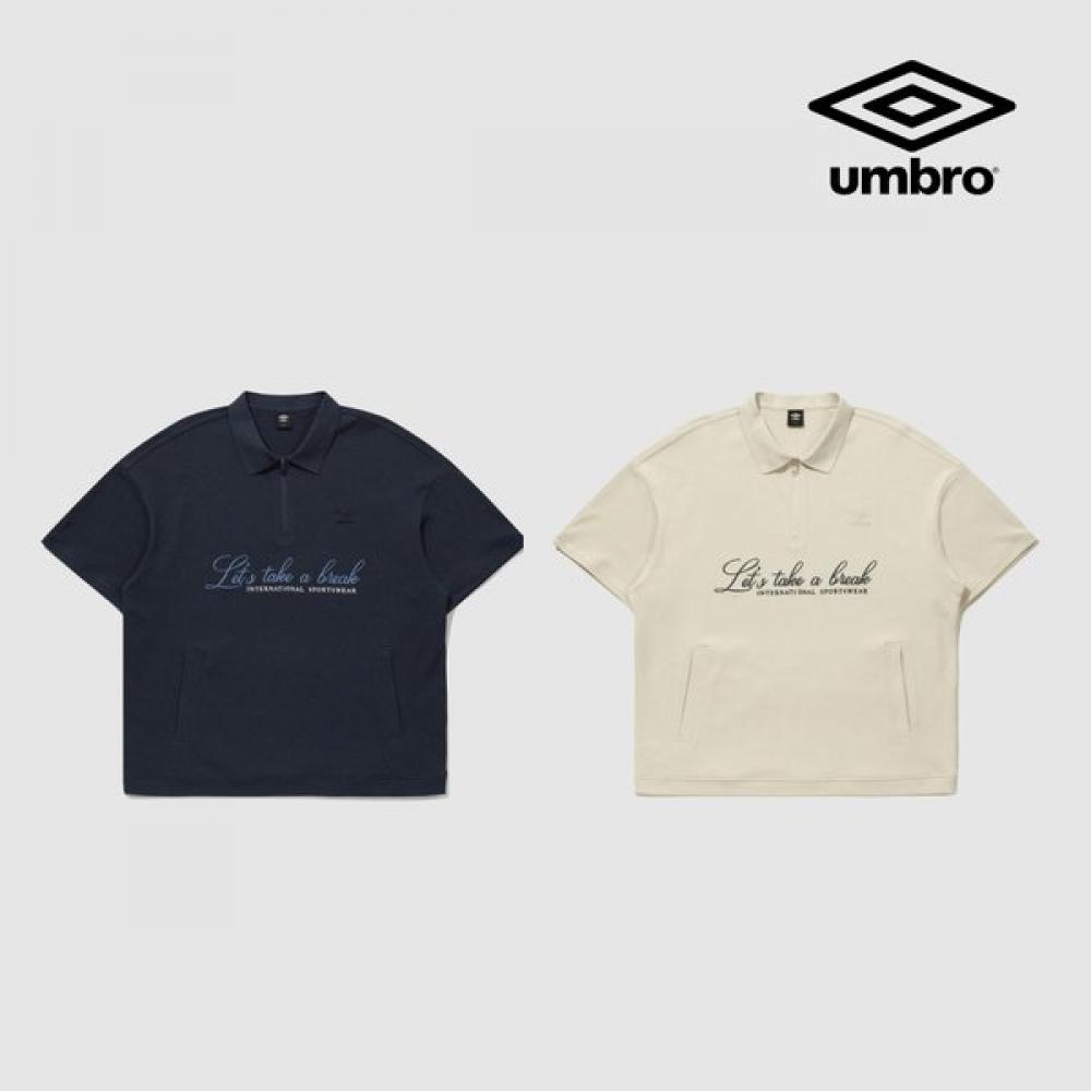 

Umbro [25 S S] Поздний выезд Вафельная ткань Короткий рукав Воротник-стойка Молния до середины uq221ctS49 Oatmeal beige/95