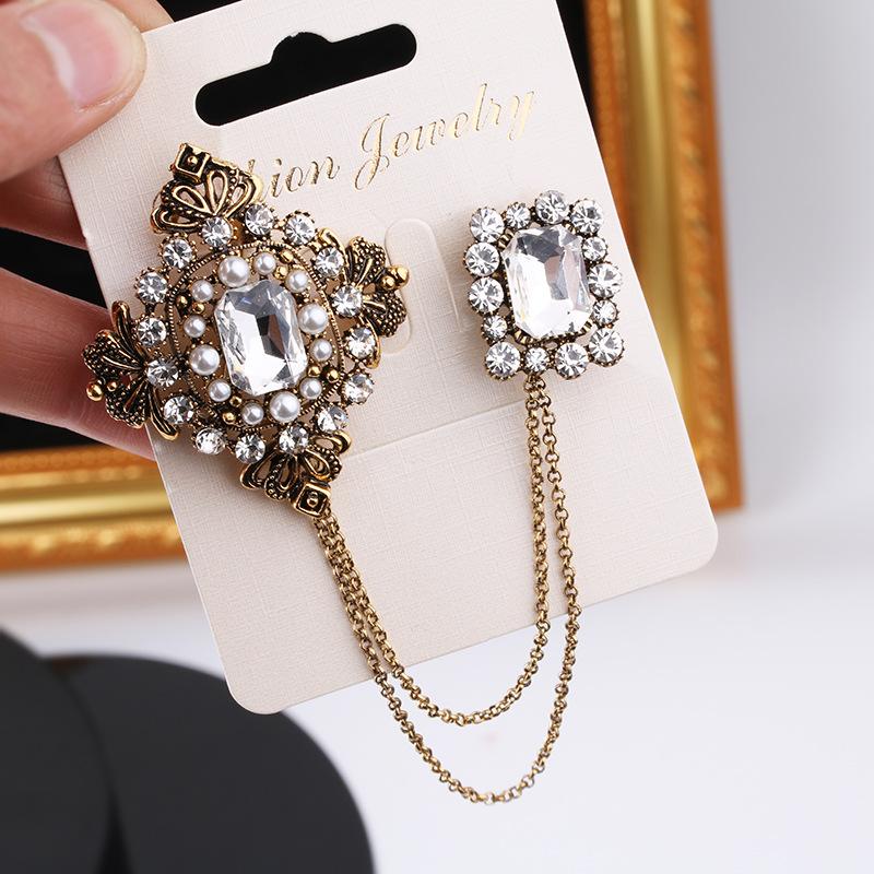 Fashion Tassel Vintage Brooches For Women Luxury Rhinestone Pearl Brooch Lapel Collar Pin Badge Personality Women Brooch Jewelry