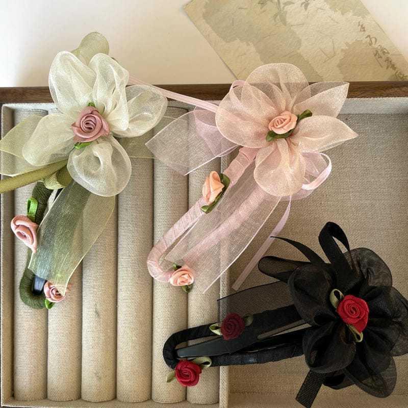 1 piece of hair accessory vintage claw clip romantic fabric flower exquisite high-end grip clip 11.5*6cm