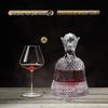 Luxury Rotating Wine Decanter Set with Swirl Crystal Base and 6 Burgundy Glasses